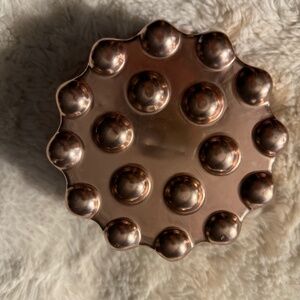 Copper Tone Jello Mold Pan Round Wall Hook 4 Cups 6.75” Vtg Home Decor Hanging